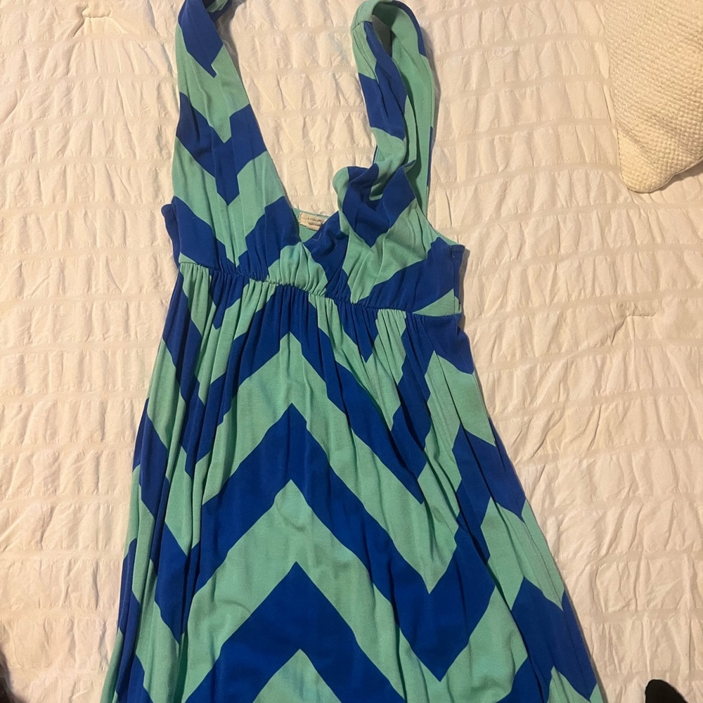Jcrew blue and green maxi dress